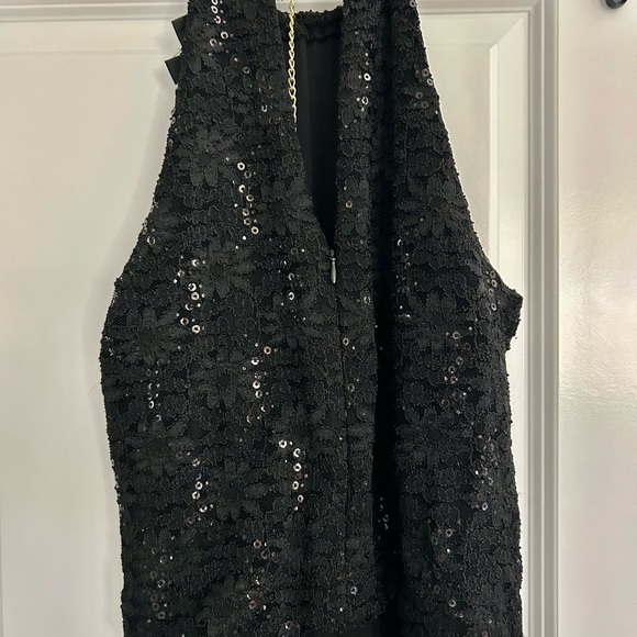 R&M Richards Black Jersey Dressy Sequin Wide Leg Jumpsuit Cocktail Social Size 6 - Picture 4 of 9